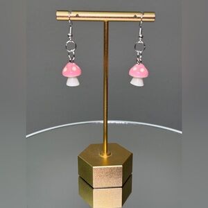 Hand Crafted Mushroom Earrings Teal/Blue NWT (Made by me!)